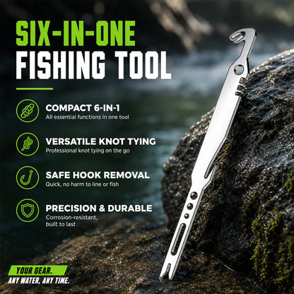 🎣 ¡50 % DE DESCUENTO! 🔧 Juego de herramientas de pesca de acero inoxidable 6 en 1: quitaganzos, anudador y mucho más. Resistente y compacto, ideal para cualquier equipo de pesca 🌊