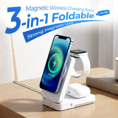 Soporte de Carga Inalámbrica Magnético Plegable 3 en 1