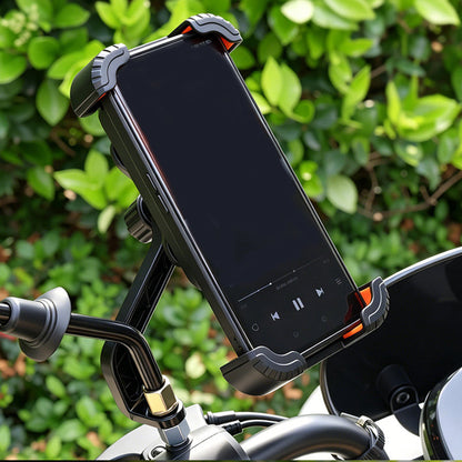 📱 Soporte para bicicleta con amortiguación: 4 ejes, cierre mecánico, manejo con una sola mano. ¡Perfecto para bicicletas eléctricas! 🚴‍♂️🔒