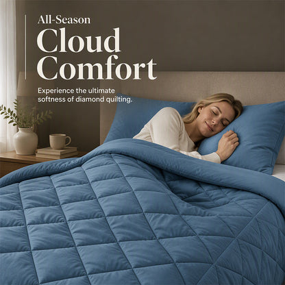 🛏️ 50% dto. Juego de edredón de microfibra acolchado – acolchado en diamante, transpirable y duradero. Confort nube para todas las estaciones! ✨💎