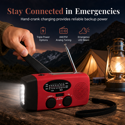 📻 Radio solar de emergencia con manivela – AM/FM y alertas meteorológicas de la NOAA