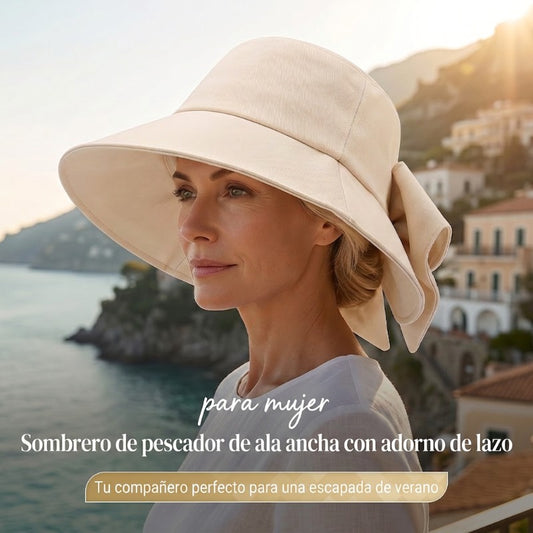 Mujeres Bowknot ancho borde sombrero protector del sol